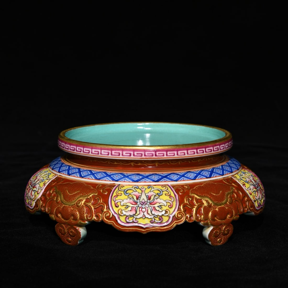 Porcelain Incense Burner Gilt Gold Famille Rose w Plum Flower & Magpie,Dragon Motifs,Qing Dynasty - 8