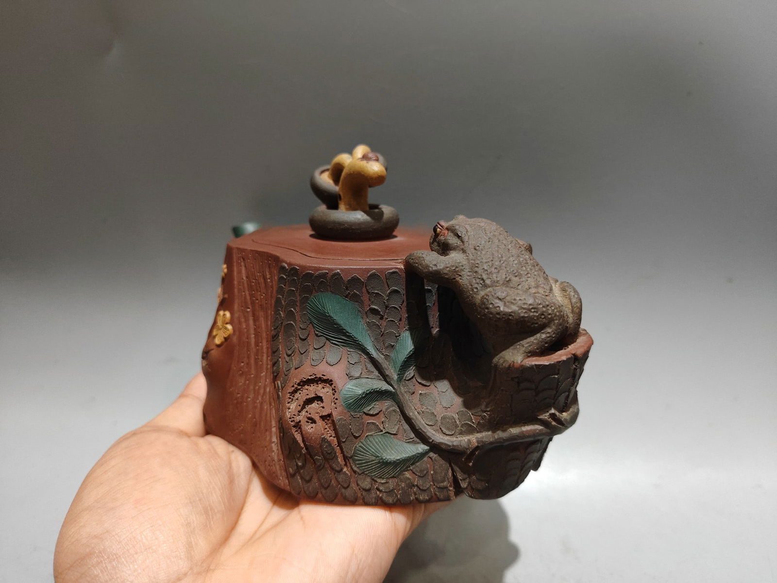 Yixing Zisha Clay Teapot w Artist Signed - 9