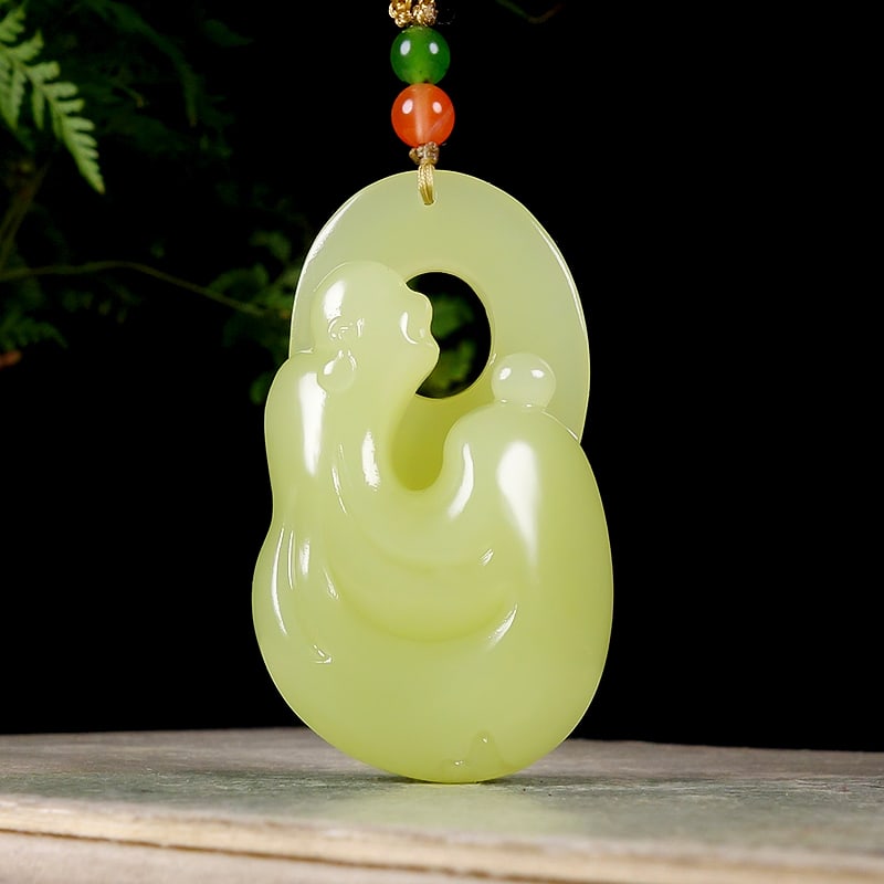 Hetian Jade Pendant - Buddha,Certificate: Title: Hetian Jade Pendant - Buddha,Certificate Origin: Chinese Date/Period: After2025 Materials: Hetian Jade Dimensions: 51x29x13(mm) 2.01x1.14x0.51(inches) Weight 0.07 lbs/30g Reserve: $499.00 Shipp