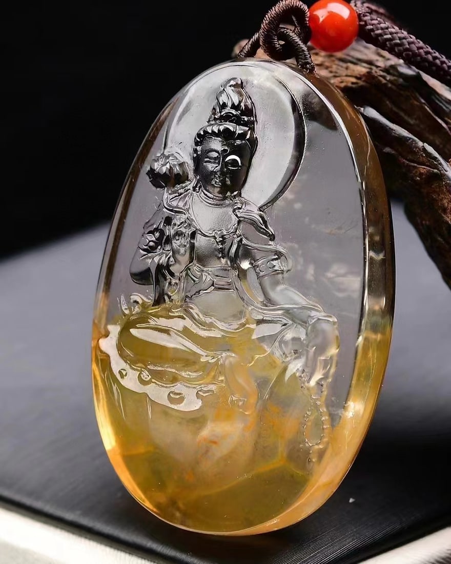 Yellow Crystal Pendant - Kwan-yin (1 of 5)
