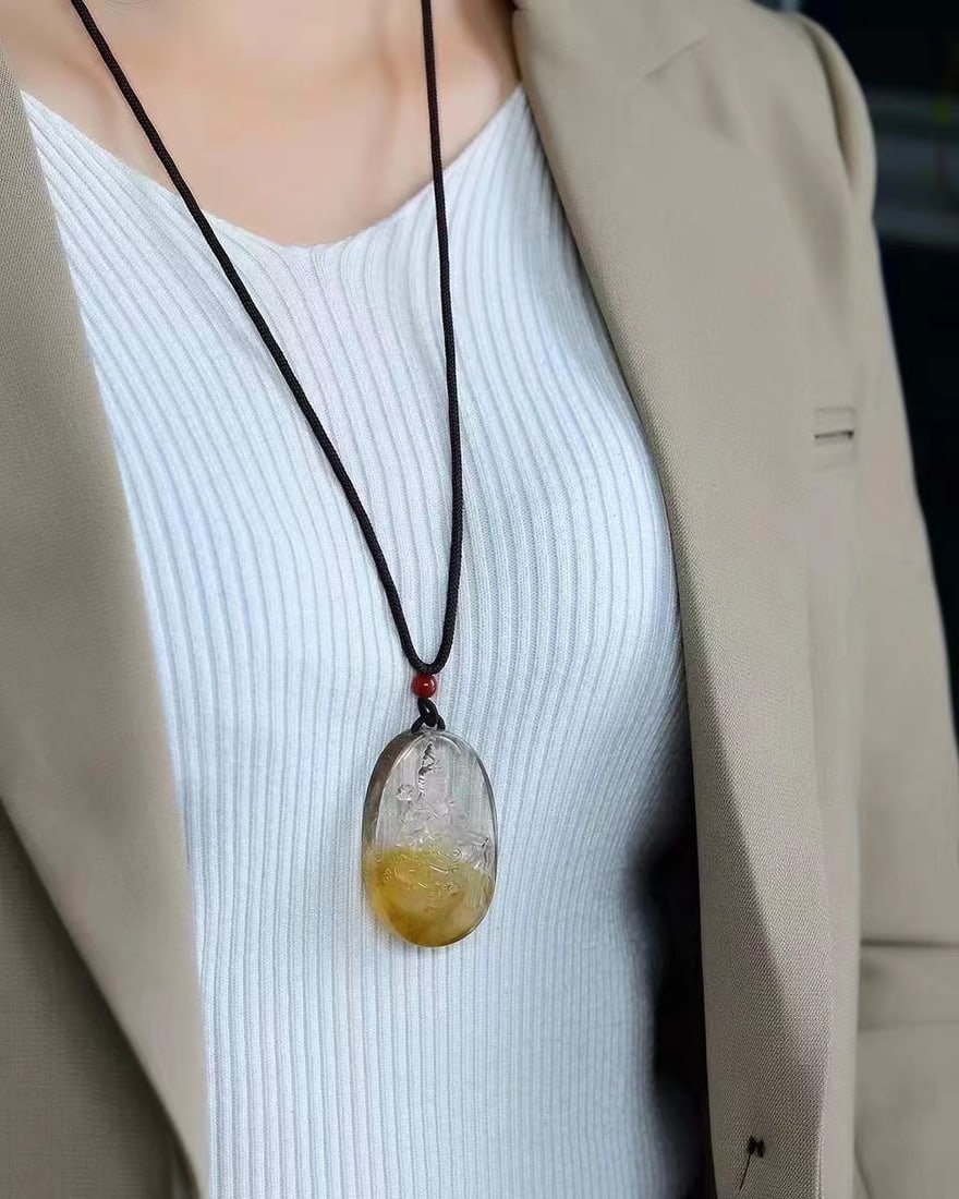 Yellow Crystal Pendant - Kwan-yin - 5