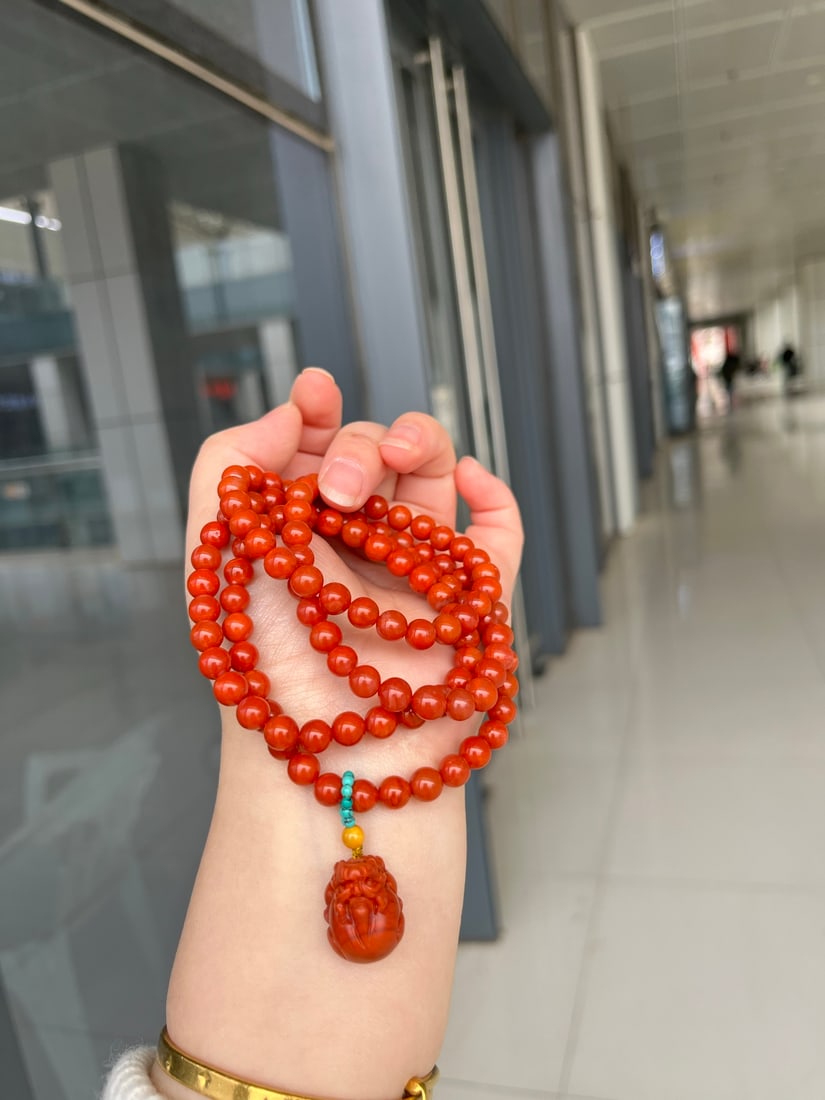 6mm Nanhong Agate Hand Chain,Pixiu,Certificate - 2