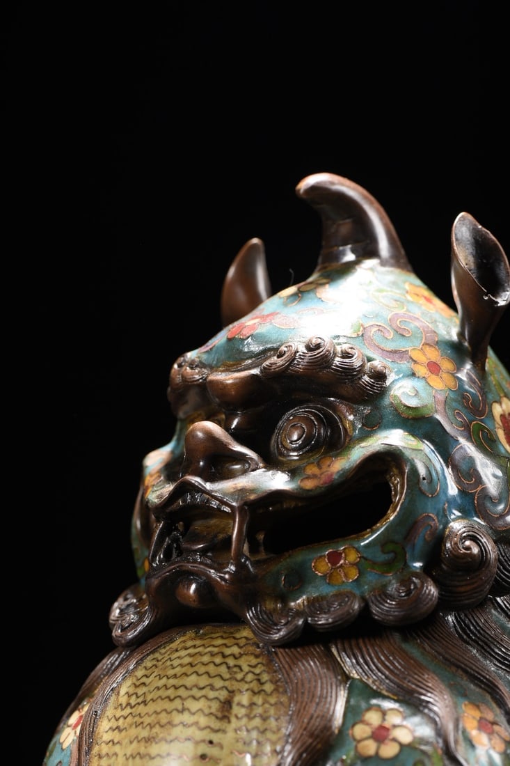 Bronze Cloisonne Incense Burner,Lion - 2