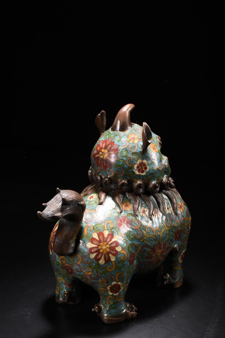 Bronze Cloisonne Incense Burner,Lion - 5