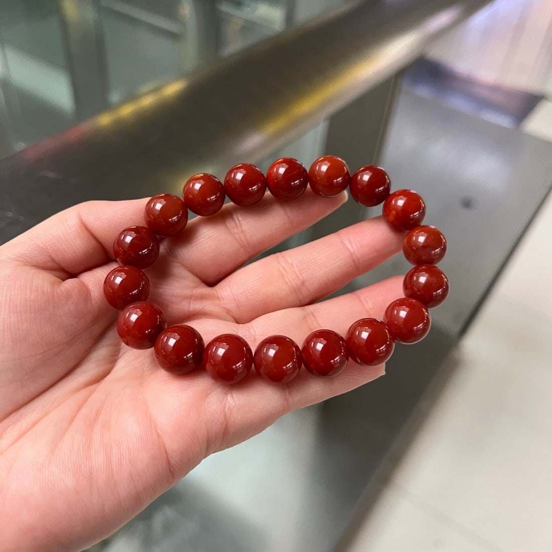 11.5mm Nanhong Agate Bracelet with Certificate - 3