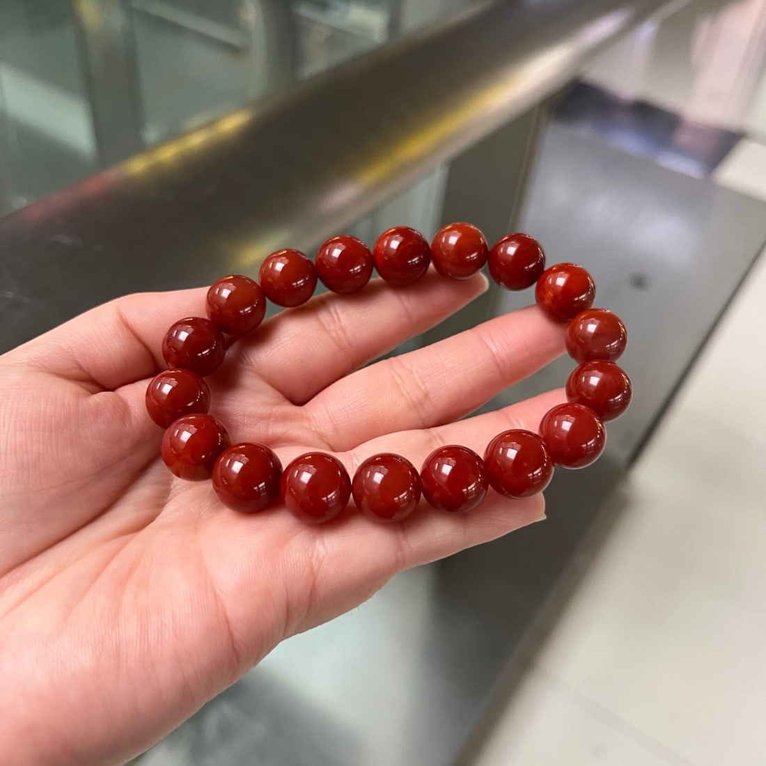 11.5mm Nanhong Agate Bracelet with Certificate - 4