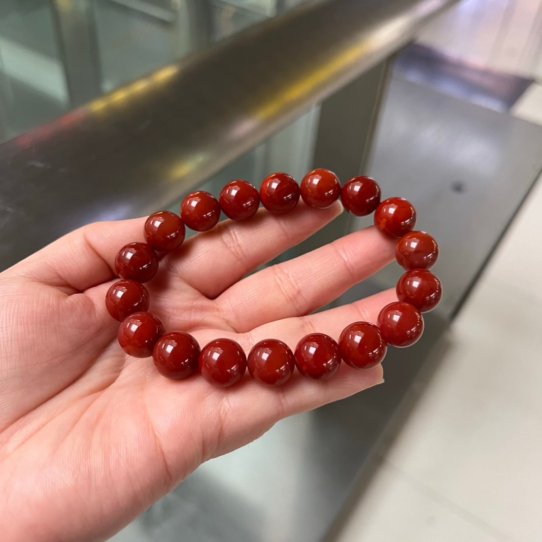 11.5mm Nanhong Agate Bracelet with Certificate - 5
