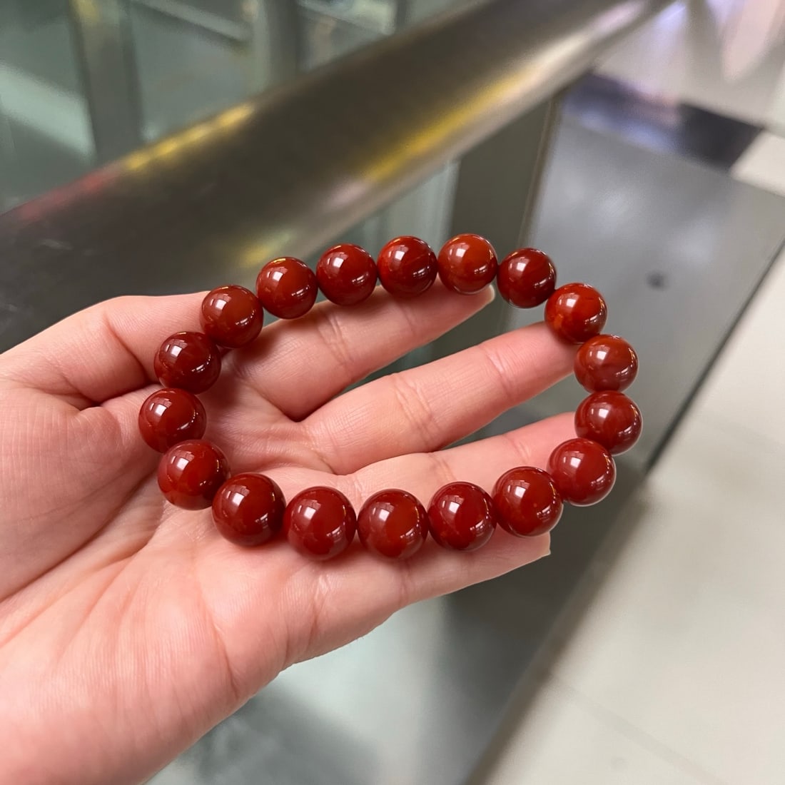 11.5mm Nanhong Agate Bracelet with Certificate - 6
