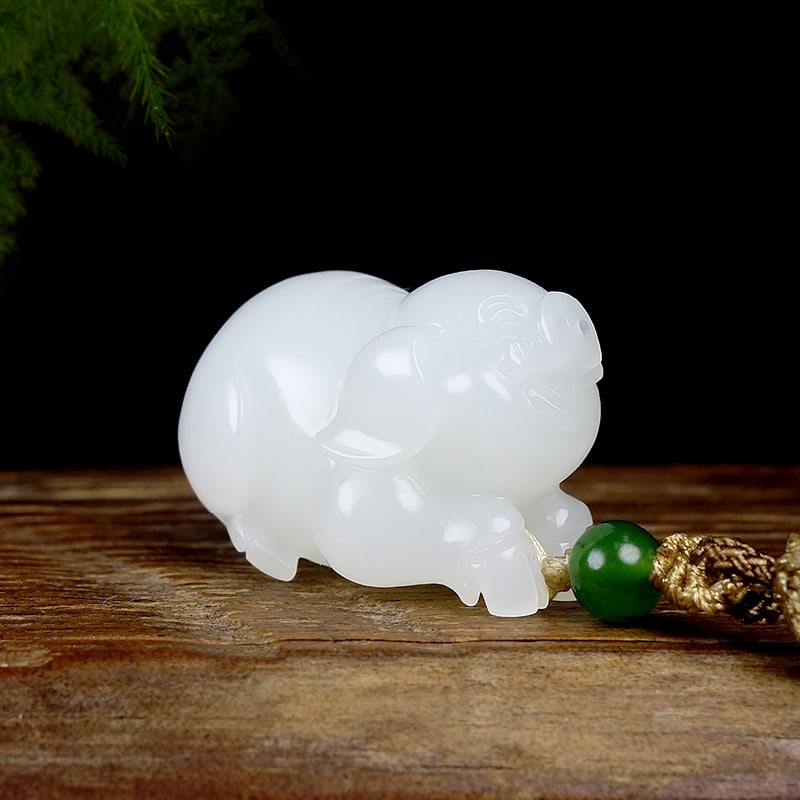 Natural Hetian Jade Animal Pendant Fortune Pig - 3