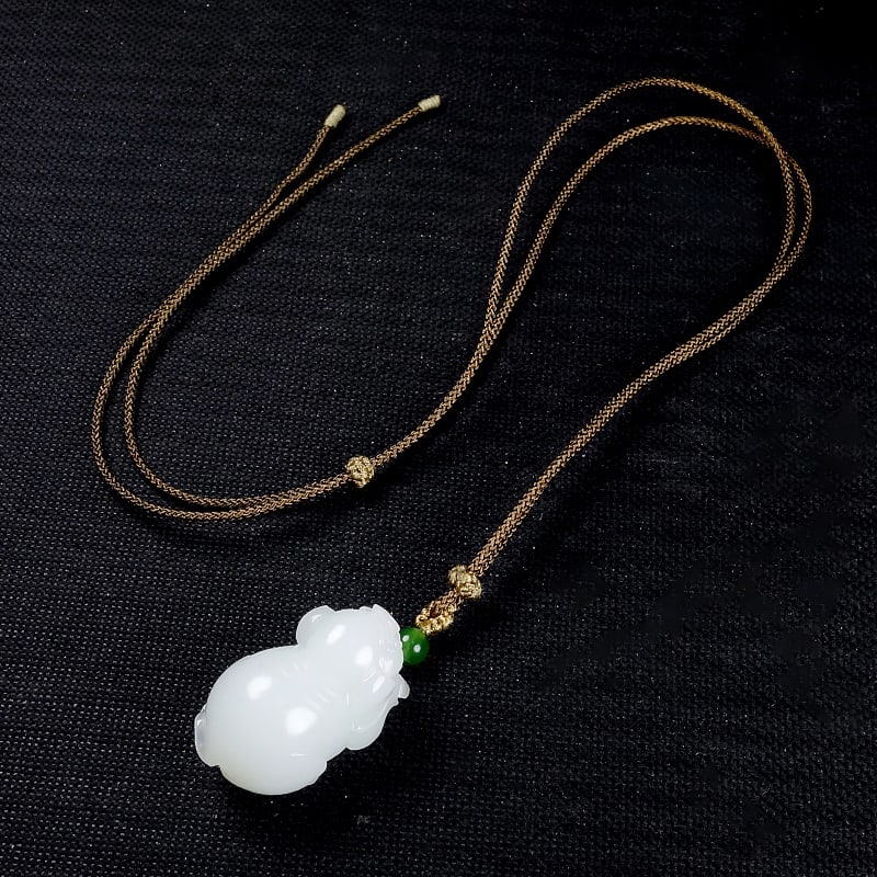 Natural Hetian Jade Animal Pendant Fortune Pig - 7