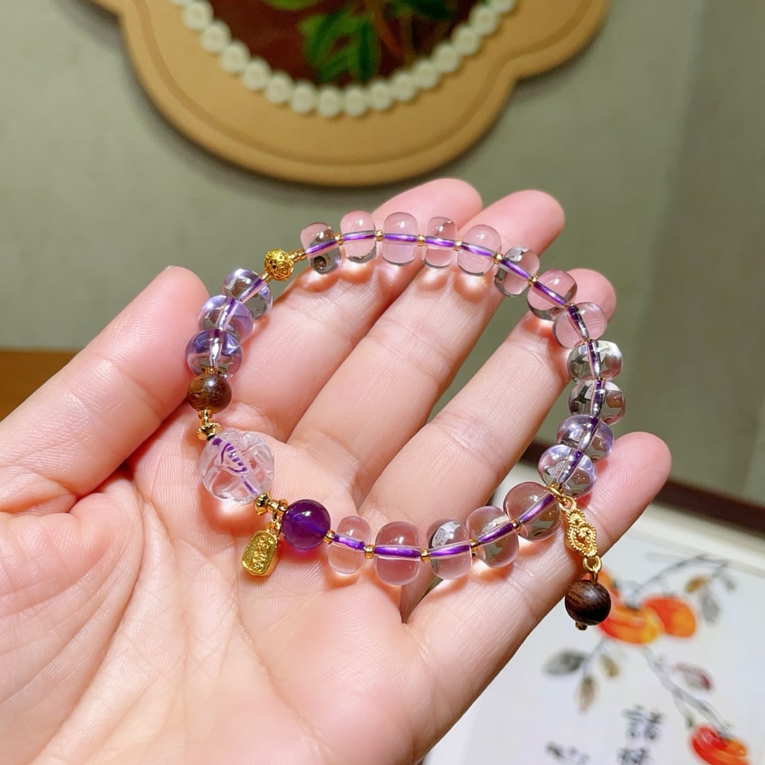 Natural Amethyst Bracelet: Title: Natural Amethyst Bracelet Origin: Chinese Date/Period: After2020 Materials: Amethyst Dimensions: 9(mm) 0.35(inches) Reserve: $80.00 Shipping: Domestic: Shipping rates are determined by destina