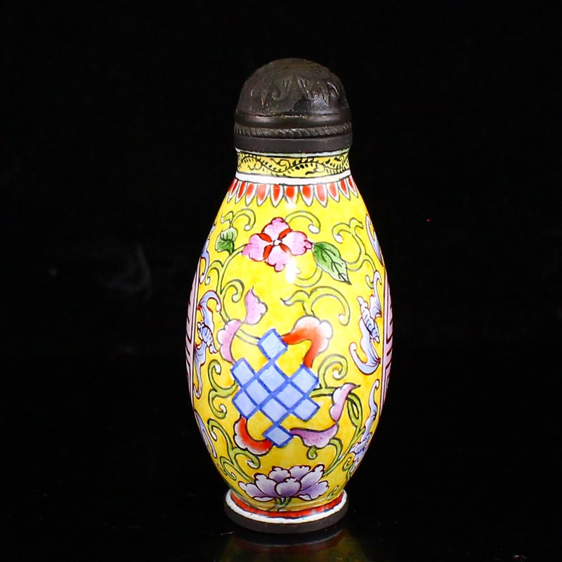Brozne Enamel Snuff Bottle,Bat - 2