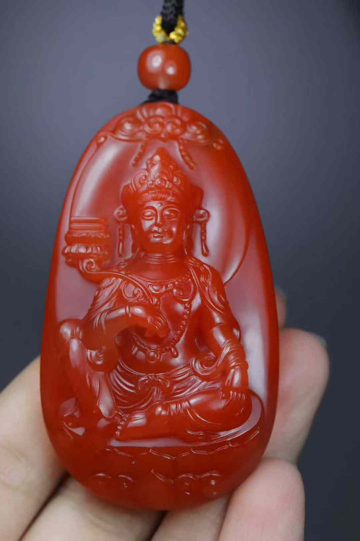 Nanhong Agate Hand-Carved Kwan-yin Pendant,Certificate - 6