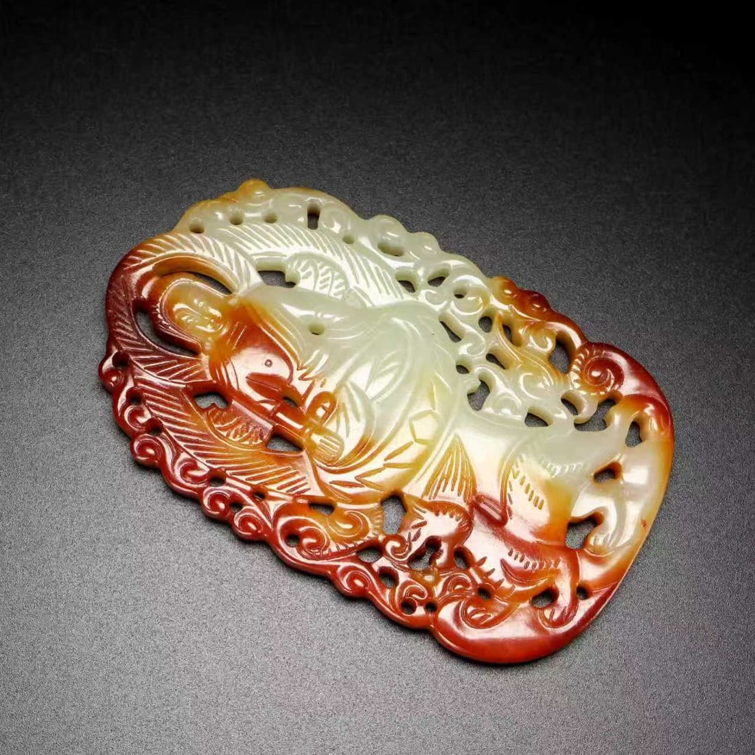 Openwork Hetian Jade Hand-Carved Buddhan Beast Pendant - 2