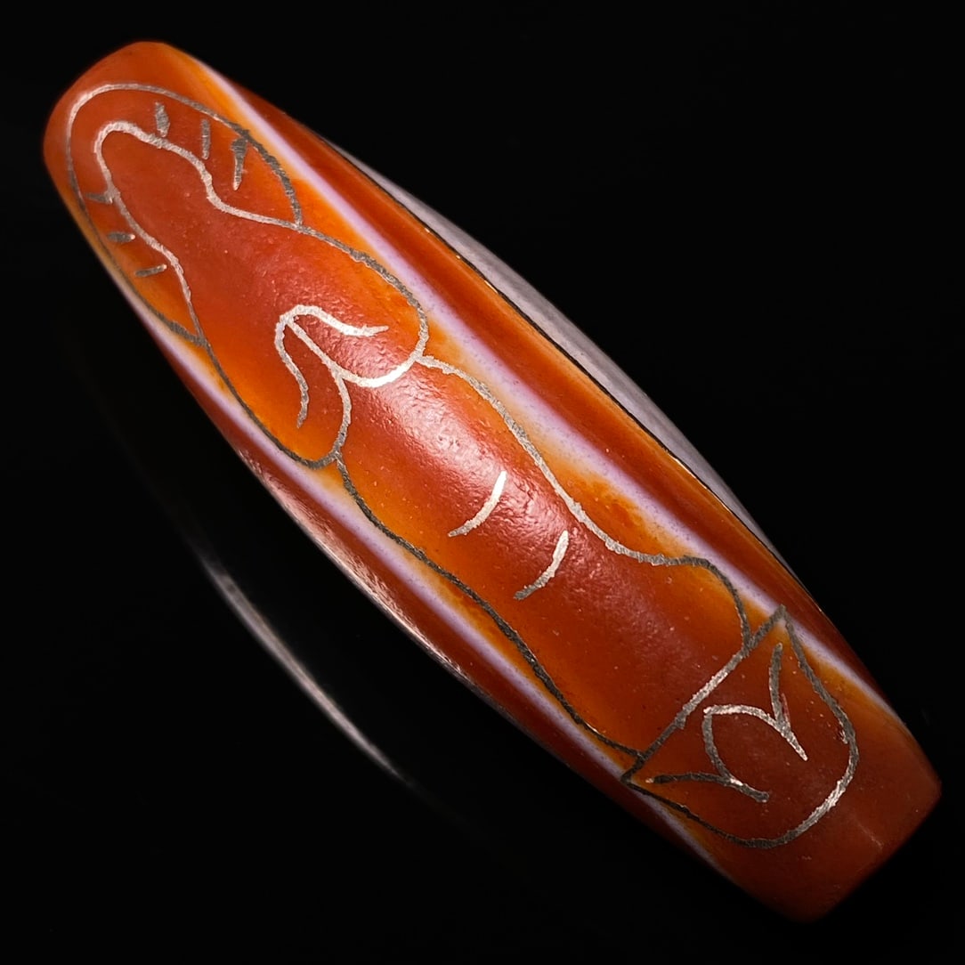 DZI Agate Inlay Silver Wires Pendant - 3