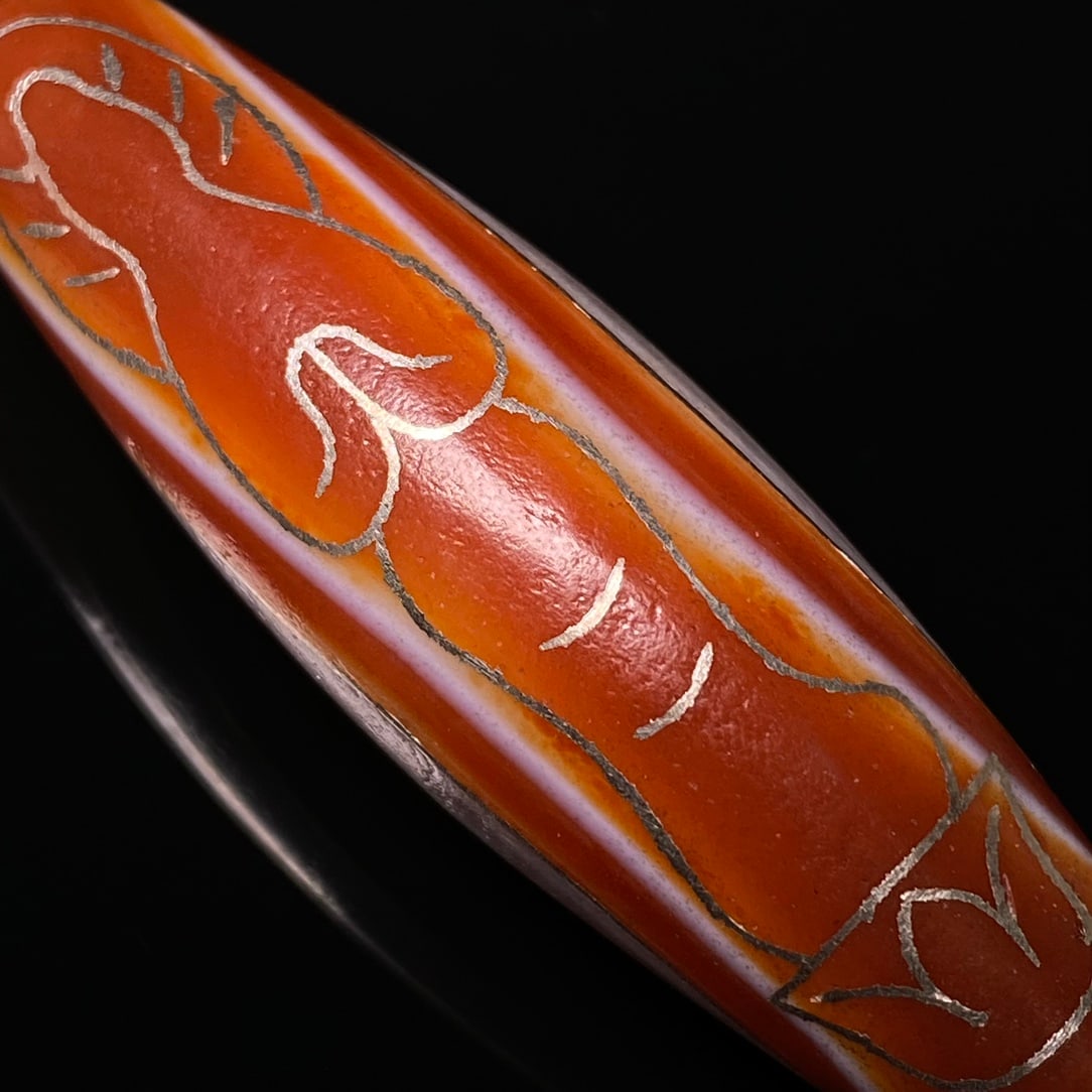 DZI Agate Inlay Silver Wires Pendant - 7