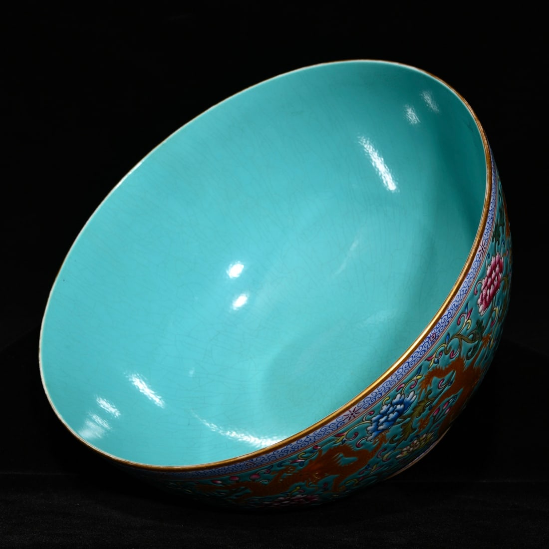 Porcelain Bowl Famille Rose Nine Dragon,Flower,Qianlong Mark - 4