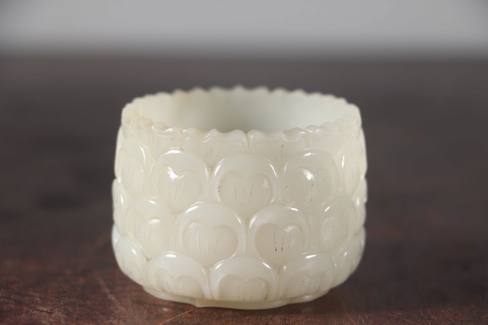Hetian Jade Hand-Carved Lotus Cup,Old - 2