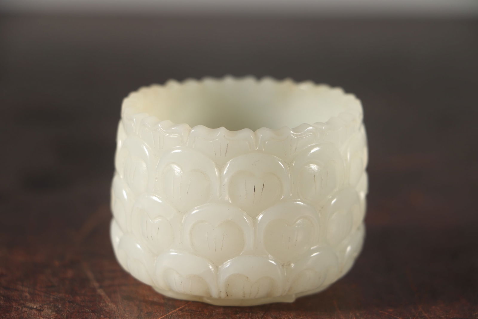 Hetian Jade Hand-Carved Lotus Cup,Old - 3