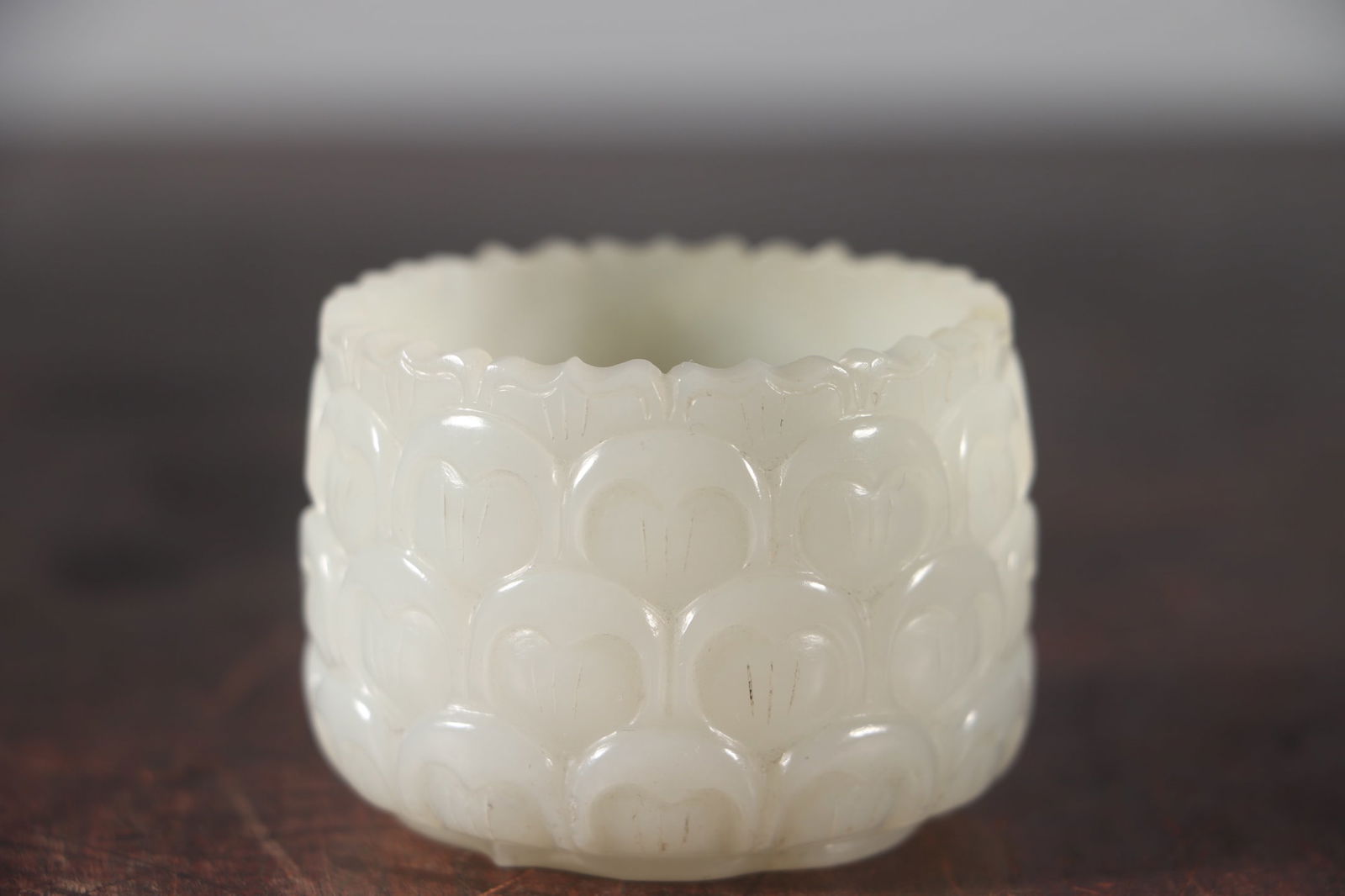 Hetian Jade Hand-Carved Lotus Cup,Old - 4