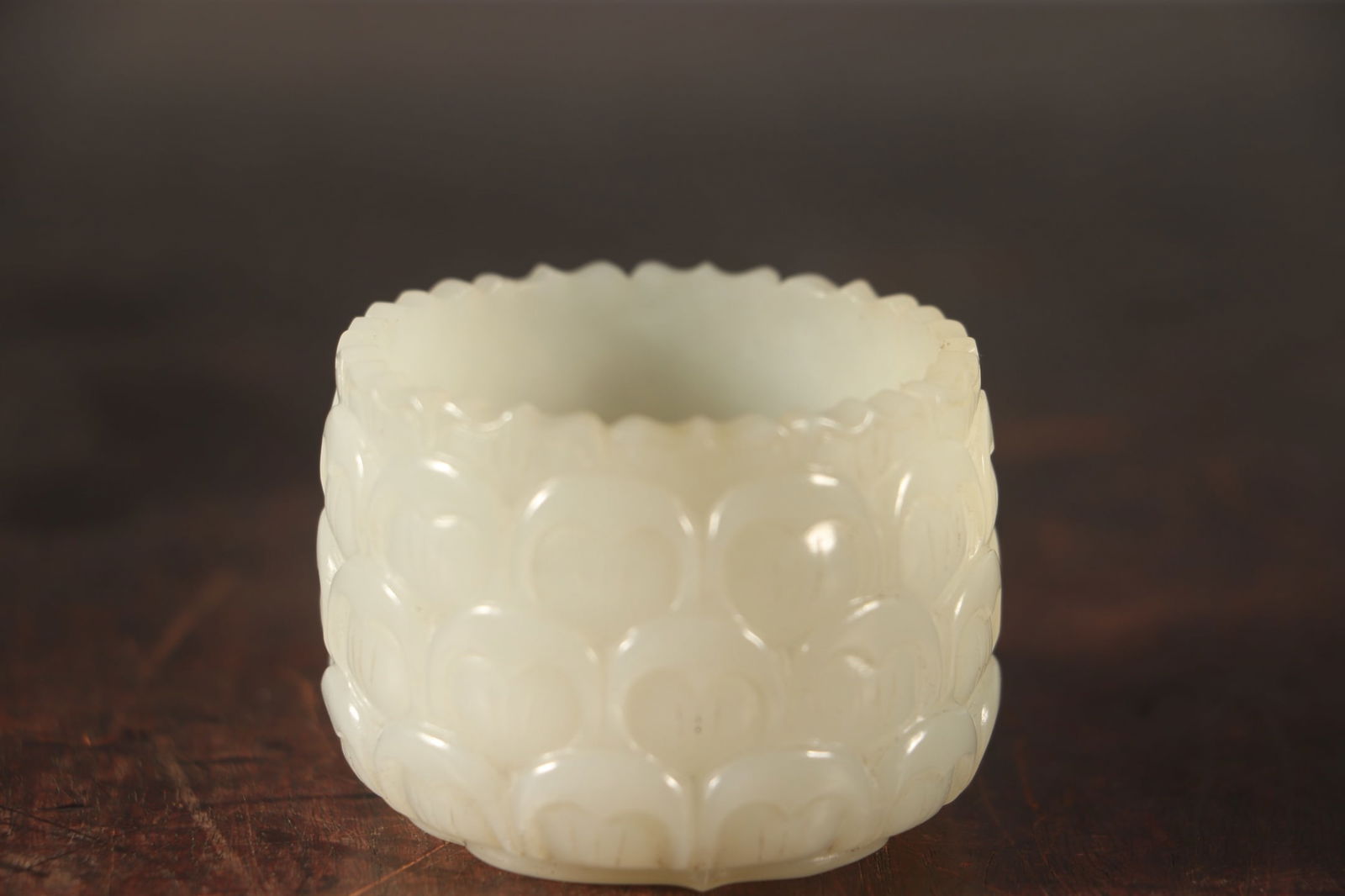 Hetian Jade Hand-Carved Lotus Cup,Old - 5
