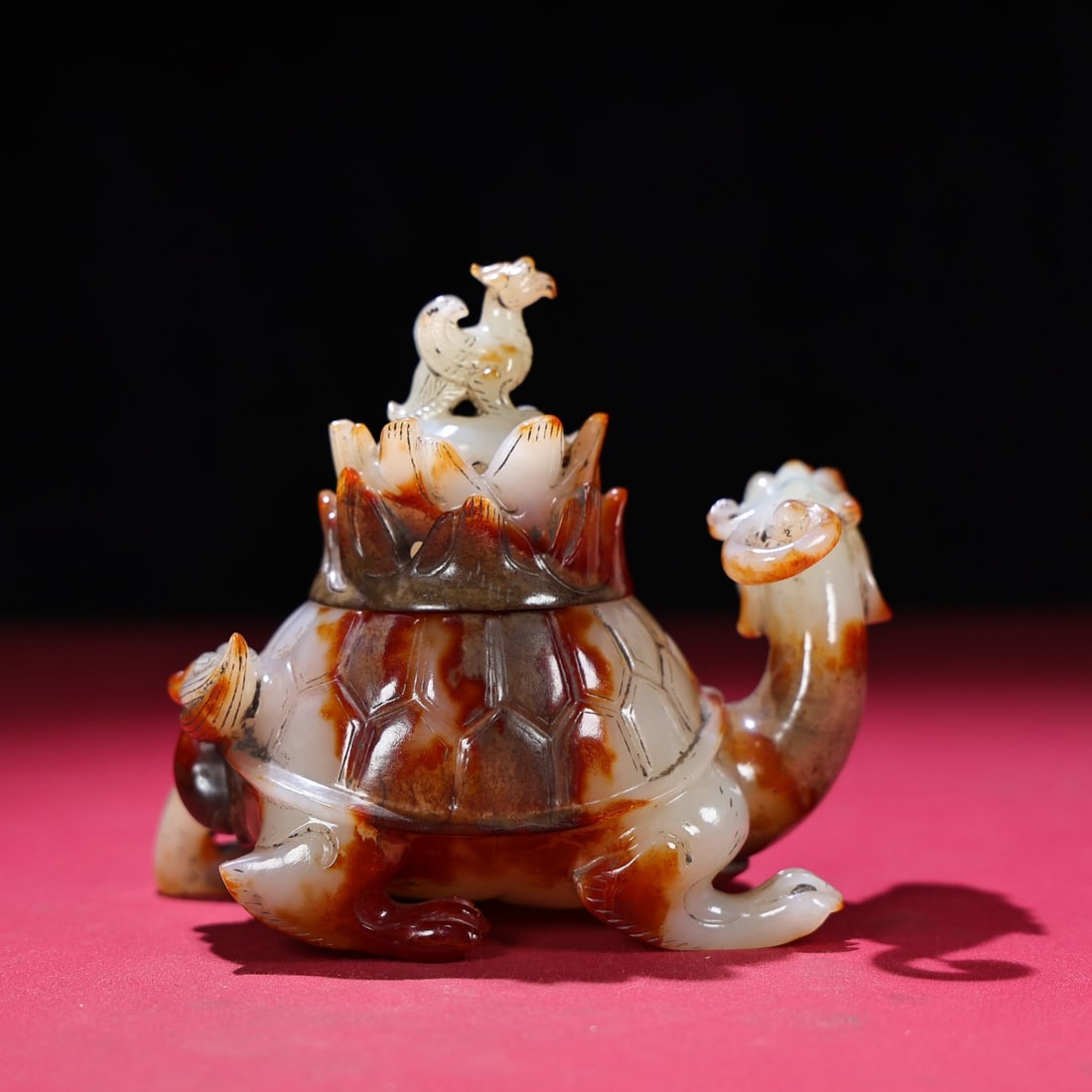 Hetian Jade Incense Burner Statue Dragon Turtle,Phoenix - 3