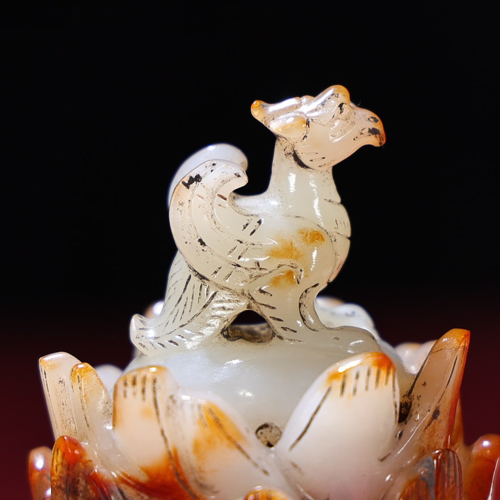 Hetian Jade Incense Burner Statue Dragon Turtle,Phoenix - 4