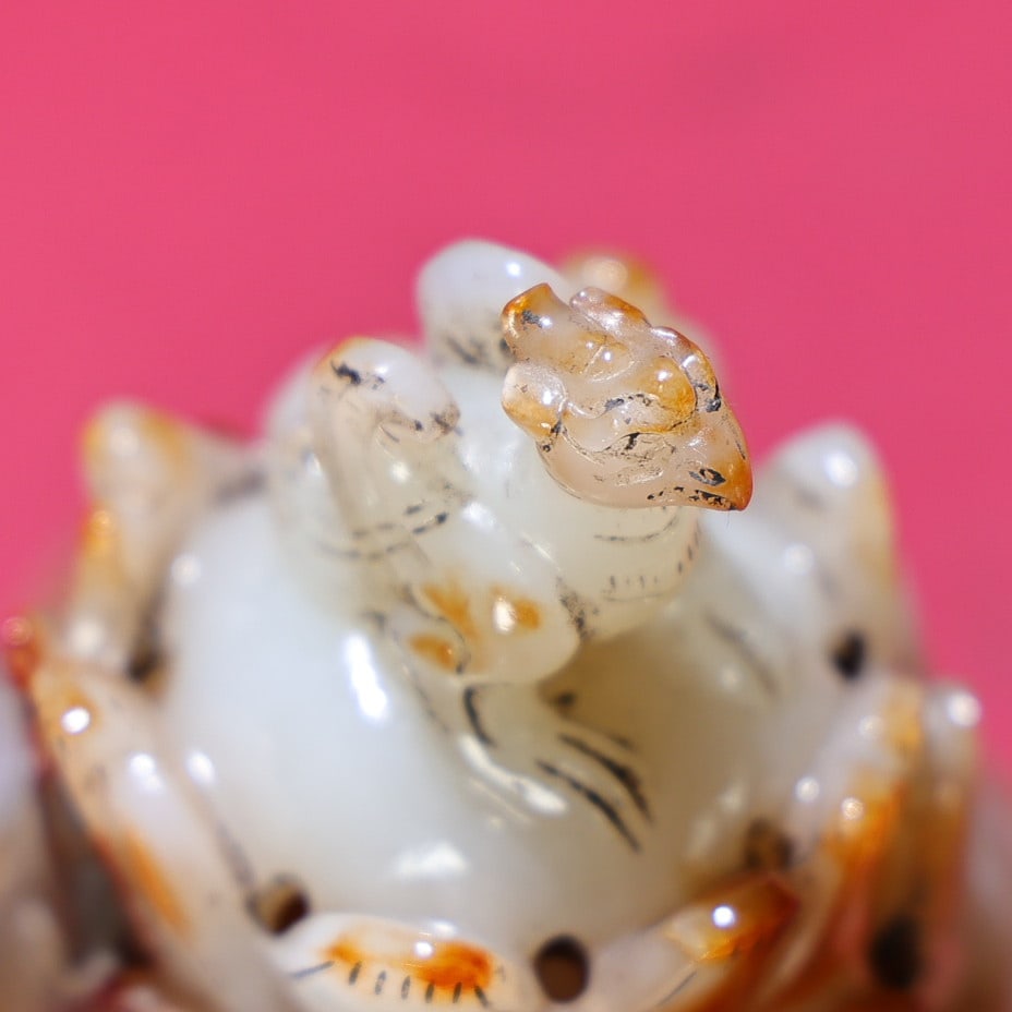 Hetian Jade Incense Burner Statue Dragon Turtle,Phoenix - 6