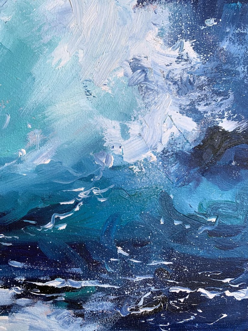 Oil painting Sea wavy breeze Tatyana Derdey - 10
