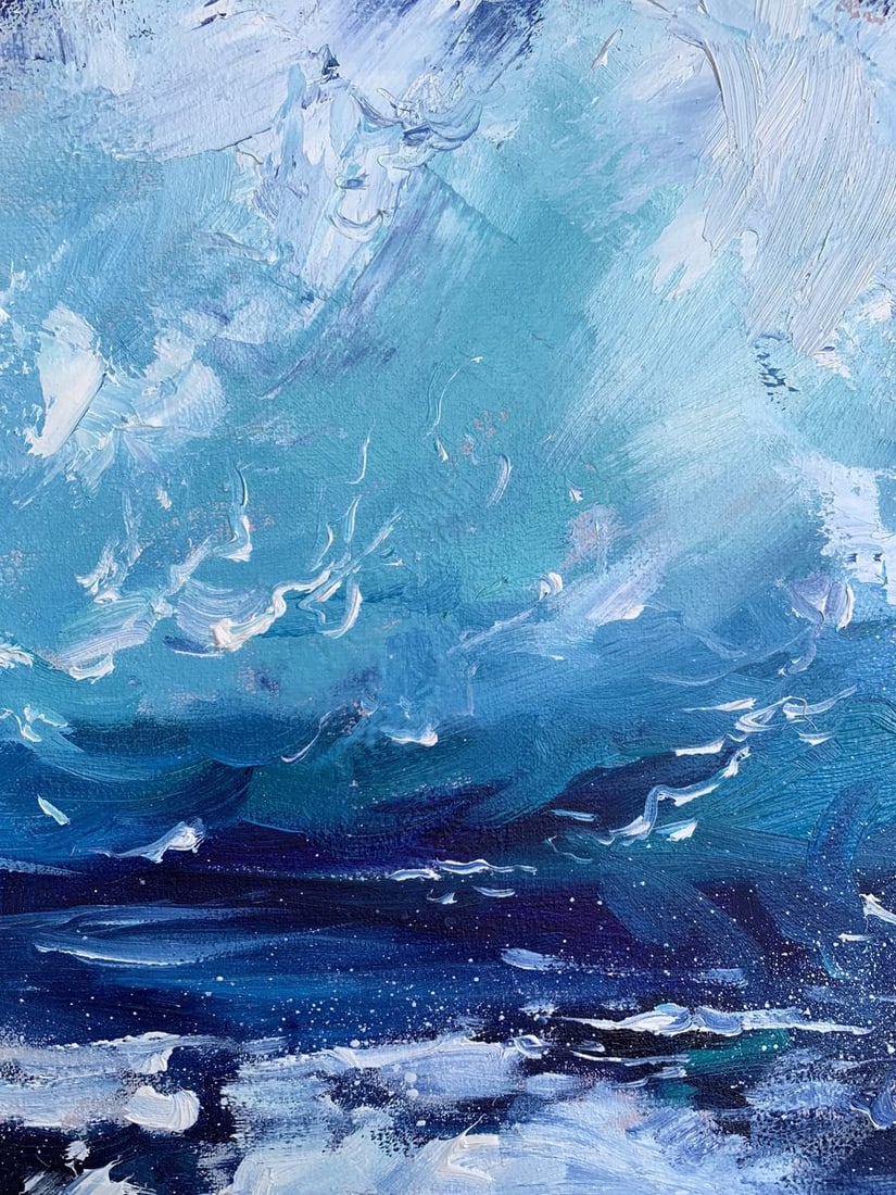 Oil painting Sea wavy breeze Tatyana Derdey - 5