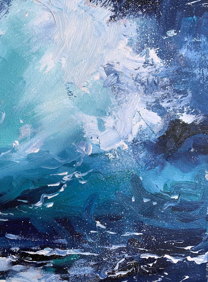 Oil painting Sea wavy breeze Tatyana Derdey - 9