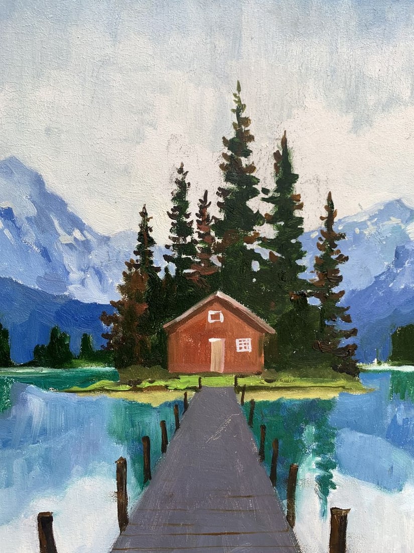 Oil painting Hut on the lake Tatyana Derdey - 6