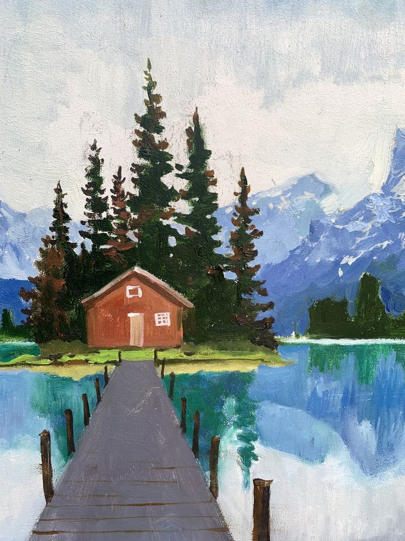 Oil painting Hut on the lake Tatyana Derdey - 9