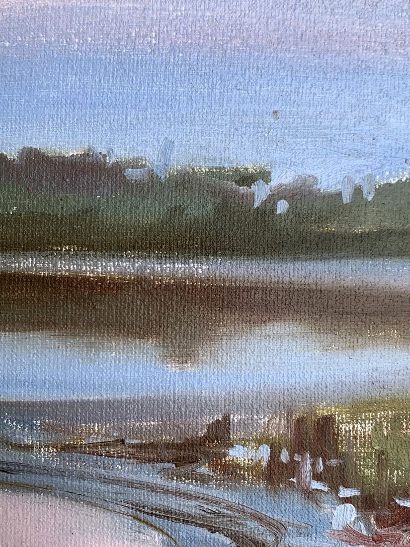 Oil painting Flooded river bank Tatyana Derdey - 10