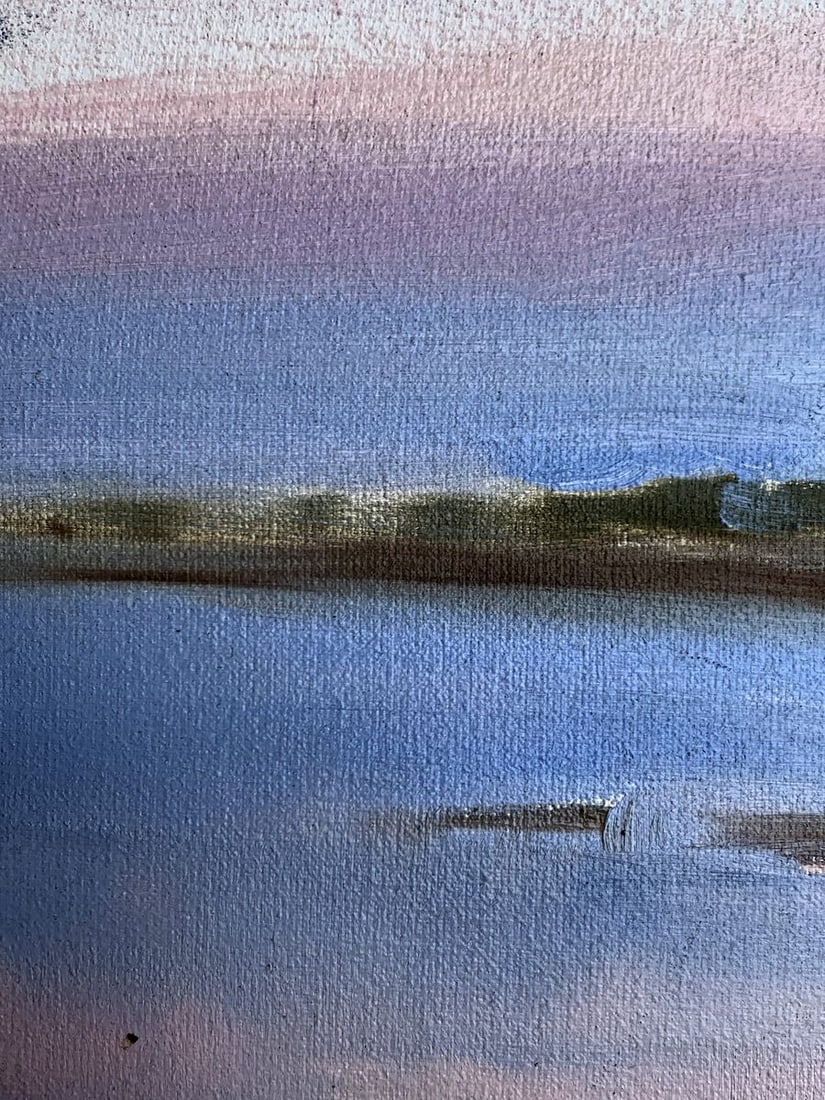 Oil painting Flooded river bank Tatyana Derdey - 4