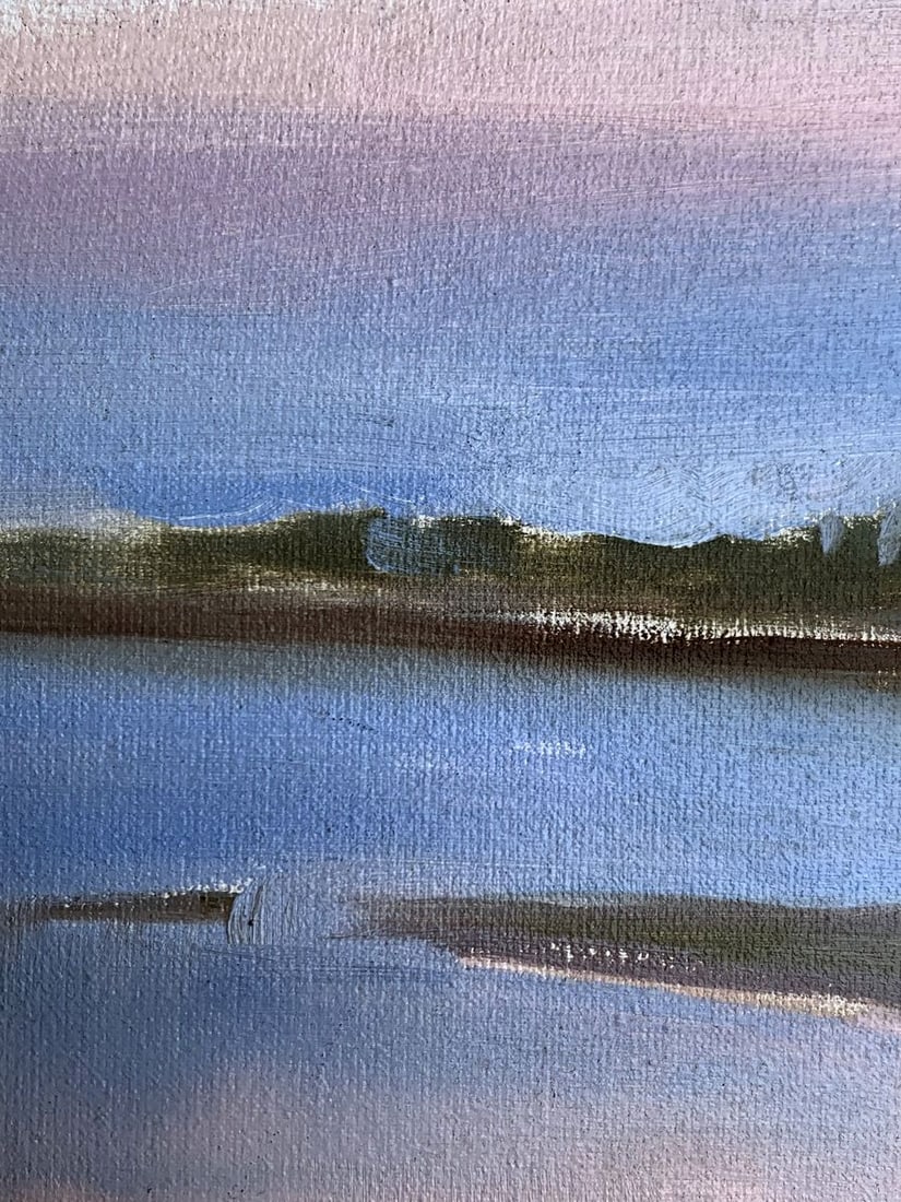 Oil painting Flooded river bank Tatyana Derdey - 5