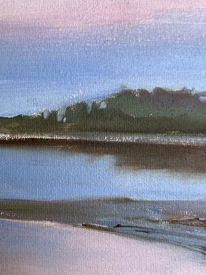 Oil painting Flooded river bank Tatyana Derdey - 7