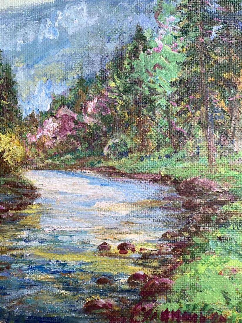 Oil painting Calm stream in the mountains Yu. Ulinets - 10