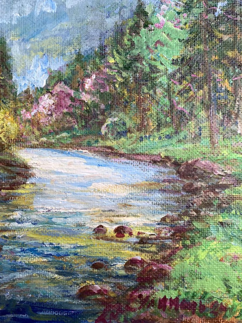 Oil painting Calm stream in the mountains Yu. Ulinets - 11