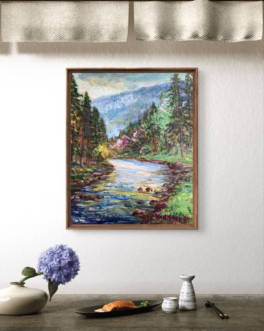 Oil painting Calm stream in the mountains Yu. Ulinets - 2