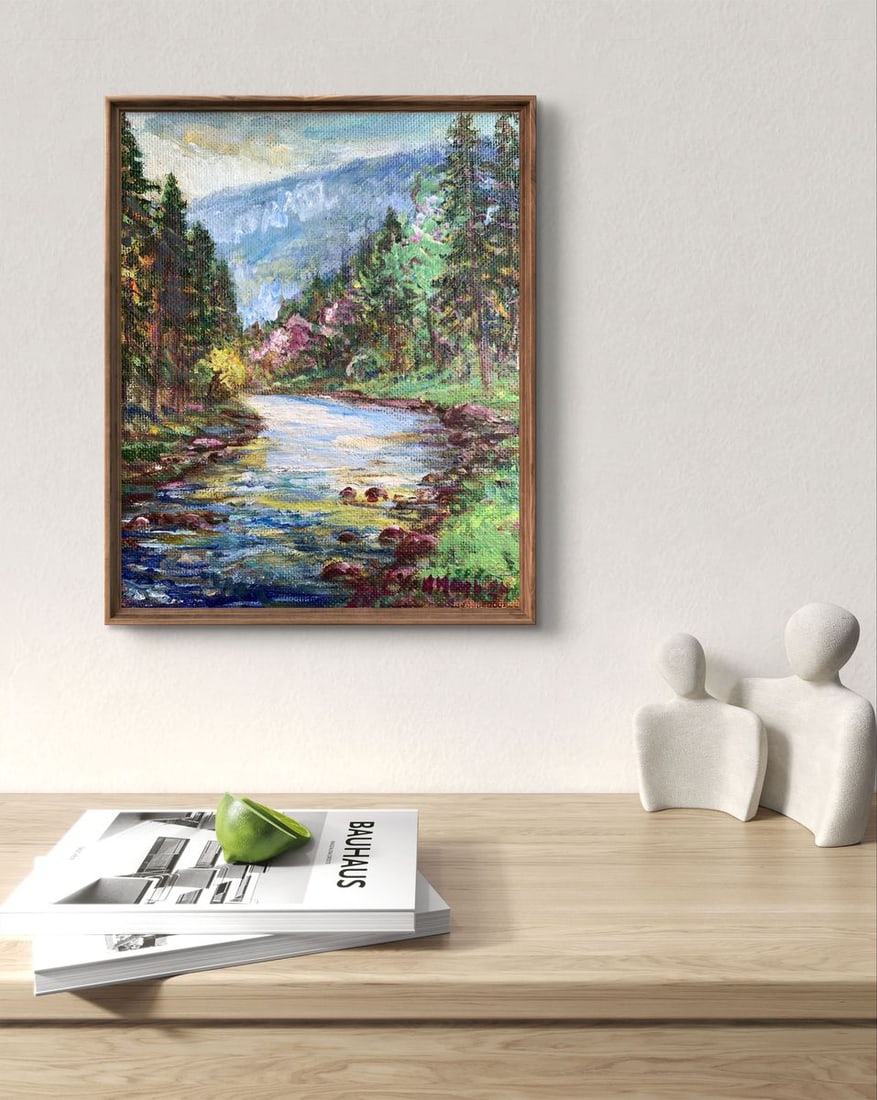 Oil painting Calm stream in the mountains Yu. Ulinets - 3