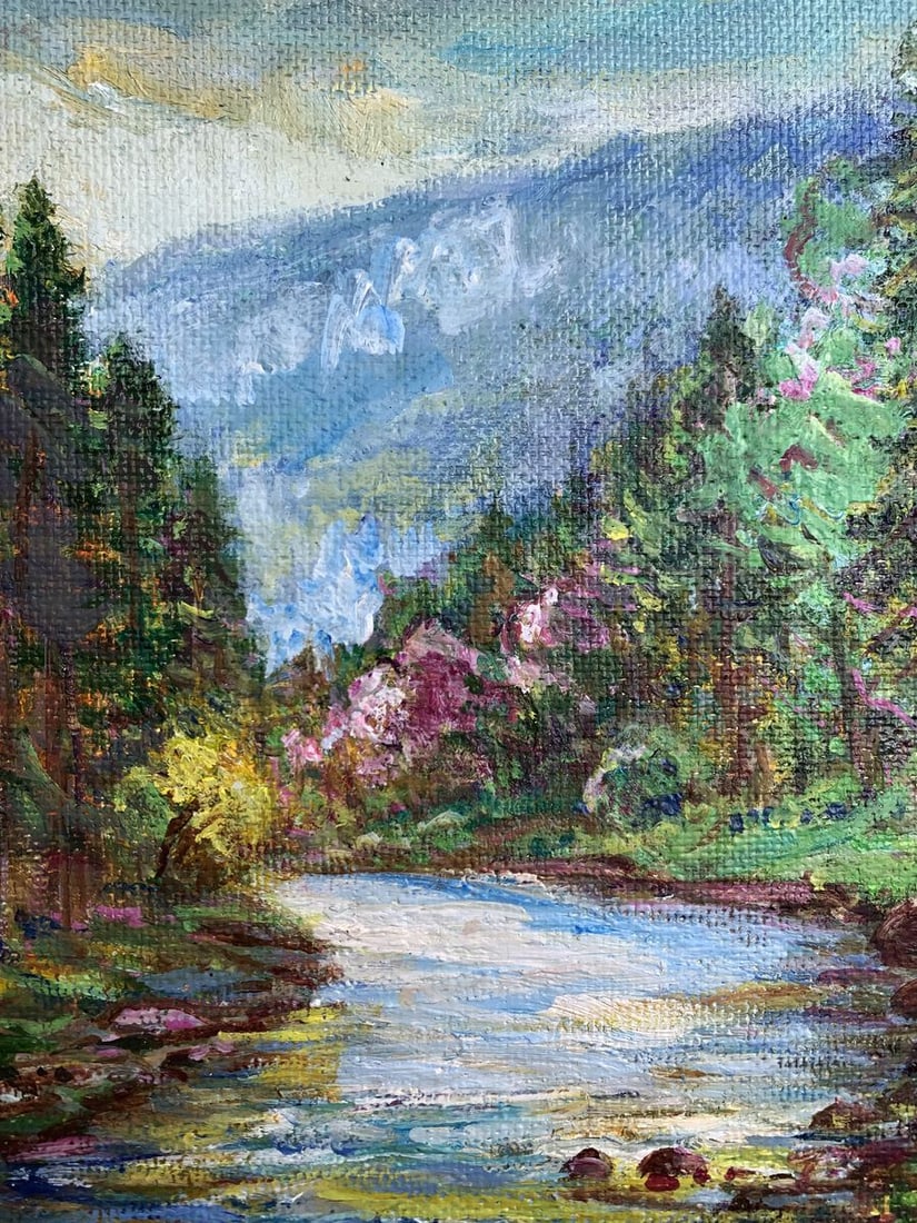 Oil painting Calm stream in the mountains Yu. Ulinets - 4