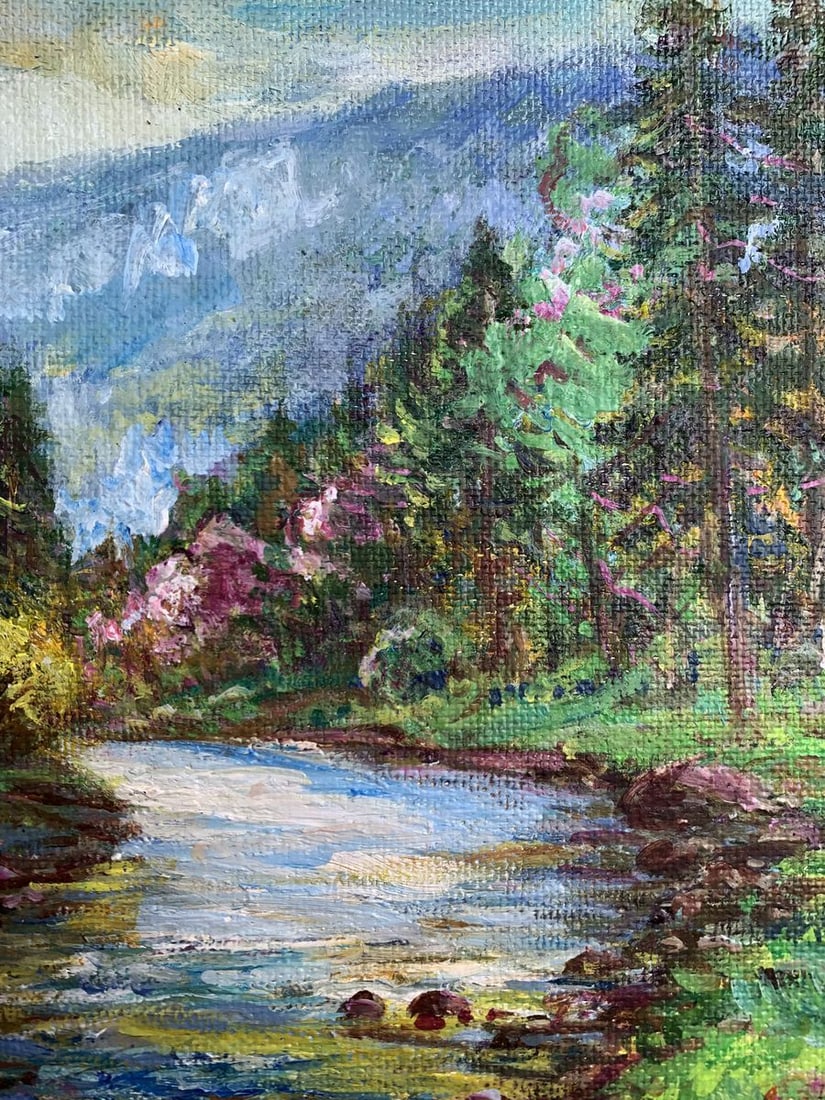 Oil painting Calm stream in the mountains Yu. Ulinets - 5