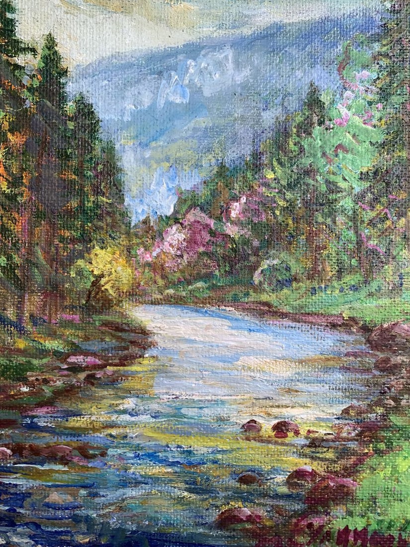 Oil painting Calm stream in the mountains Yu. Ulinets - 6