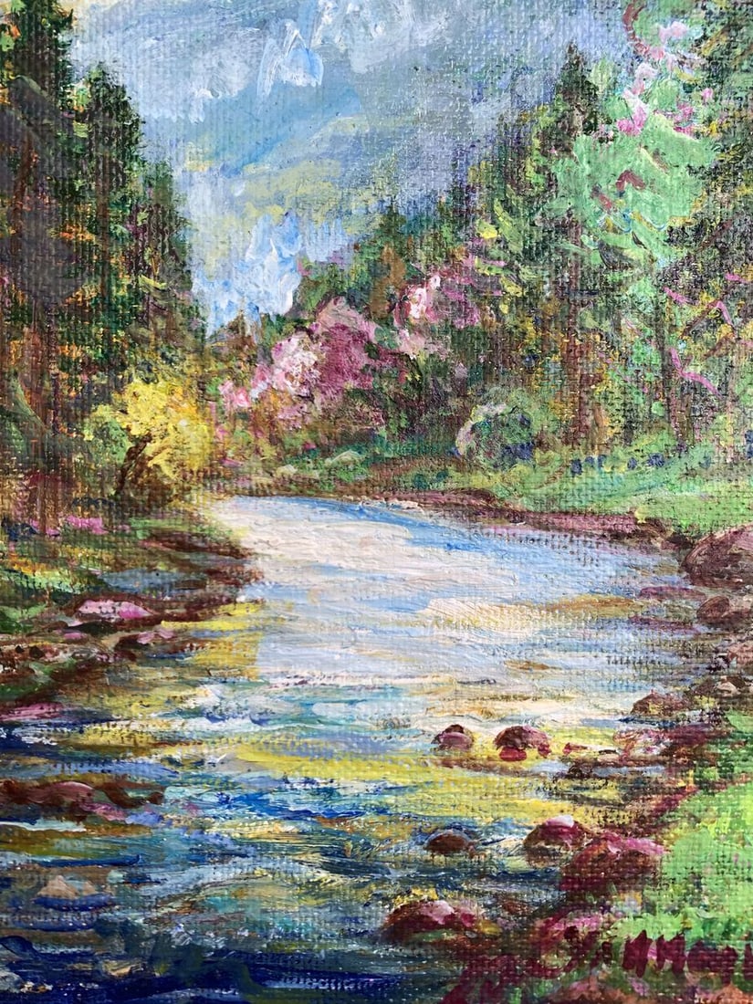 Oil painting Calm stream in the mountains Yu. Ulinets - 7