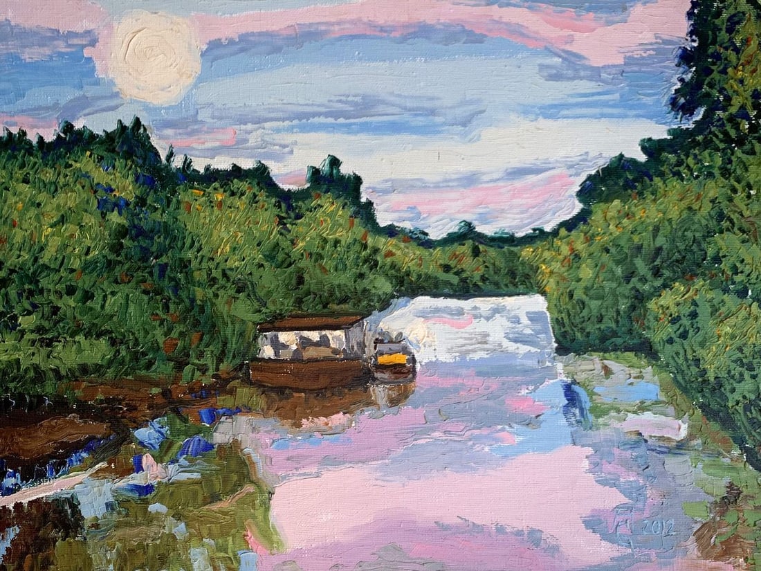 Oil painting Warm day by the river Oleksandr Gukalov: Title: Oil painting Warm day by the river Oleksandr Gukalov Description: №AAA3262 The painting "Warm Day by the River" is an enchanting oil on canvas piece that captures the tranquility and beau