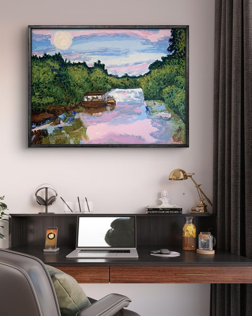 Oil painting Warm day by the river Oleksandr Gukalov - 2