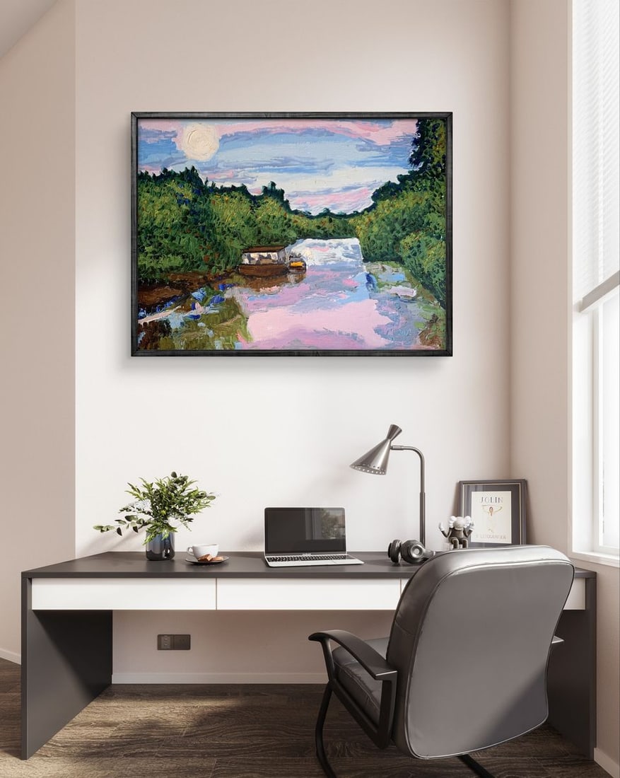 Oil painting Warm day by the river Oleksandr Gukalov - 3