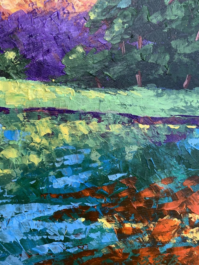 Oil painting Sunset behind the trees V. Zadorozhnya - 10