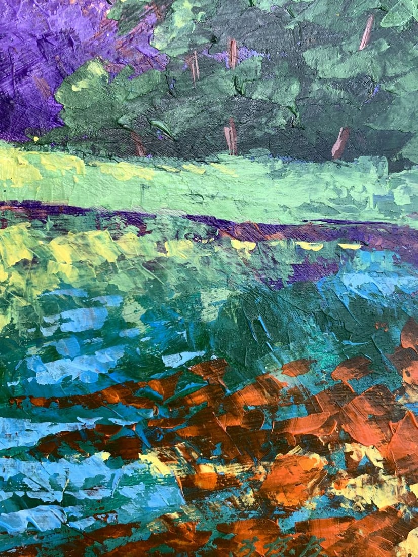 Oil painting Sunset behind the trees V. Zadorozhnya - 11